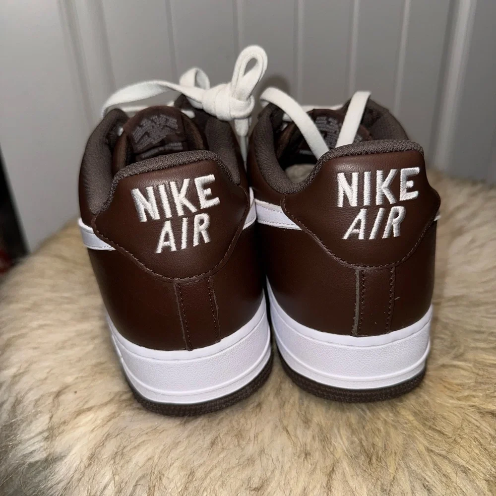 Nike Chocolate Brown and White Retro Air Force 1 Sneakers - Picture 4 of 8